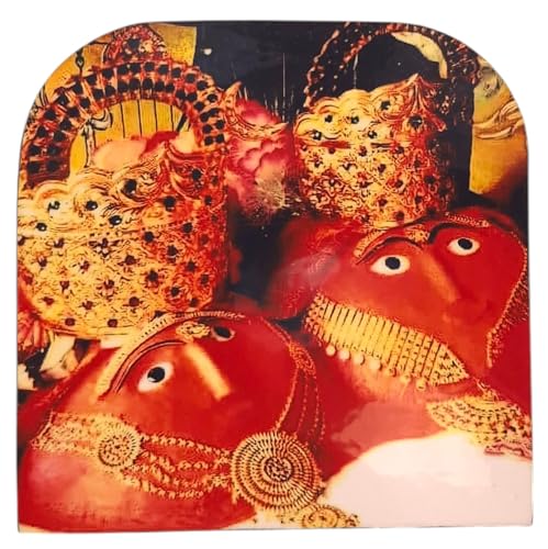 Image of Vils Pakistan Shakti Peeth Goddess Hinglaj Mata, Hingula Devi, Nani Mandir Divine Holy Blessing Wood & Plastic Photo Frame Cutout with Back Stand for Pooja /Gift (Multicolor, 5.5 inch X 5.5 inch)