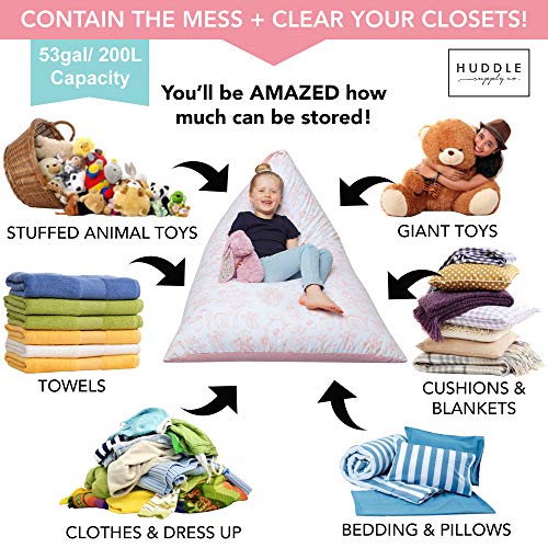 Huddle Designer Stuffed Animal Bean Bag Storage Washable Xl Cover -The Original Bean Bag For Stuffed Animals Storage Premium Stuffed Animal Storage Bean Bag For Kids | Strong Zipper, Thick Canvas #TOP2