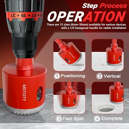 METOTY 15-Piece Diamond Hole Saw Set