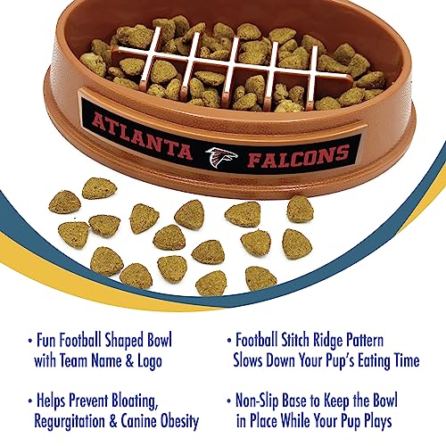 Image of NFL Super-Bowl Atlanta Falcons Slow Feeder Dog & Cat Bowl. Football Design for Healthy Digestion. Non-Slip for Large & Small Pets