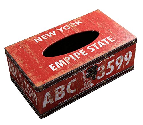 Lalago Wooden Retro Tissue Box Holder Tissue Box Cover Case Napkin Dispenser (New York)