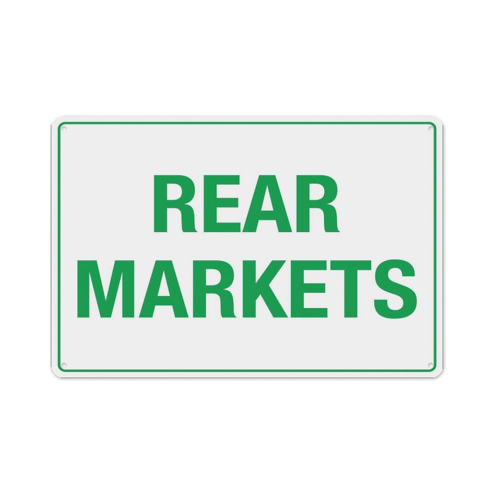 peiyeety Rear Markets Sign Aluminum Tin Warning Signs for Home Outdoor Garden 12X16 Inches