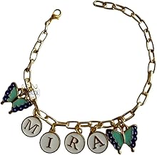 HOMEALEXA Customized Name with Charms & Stylish Fonts Gold Plated Metal Chain with Enamel Charm Name Personalize your bracelet with a beautifully crafted charm featuring the name or initials of your choice Girls gift.