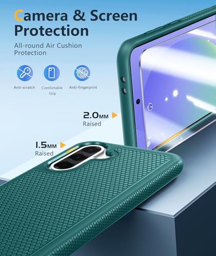 Image of FNTCASE for Galaxy A36-5G Phone Case - A56-5G Military Grade Drop Protection, 14ft Drop Tested, Screen Protector Included, Anti-Slip Matte Textured, TPU+PC Dual Layer Shockproof Cover (Green)