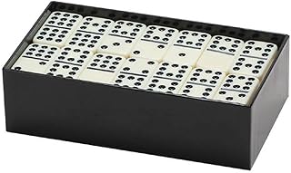 CHH 2312 Double 9 Jumbo Ivory Dominoes in Black Box, 8.25-inch Length