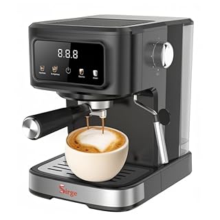 Sirge Macchina Caffè Espresso 20 Bar Digitale 3 Filtri | Cappuccino, Cialde ESE44 e Macinato, Display AutoStop