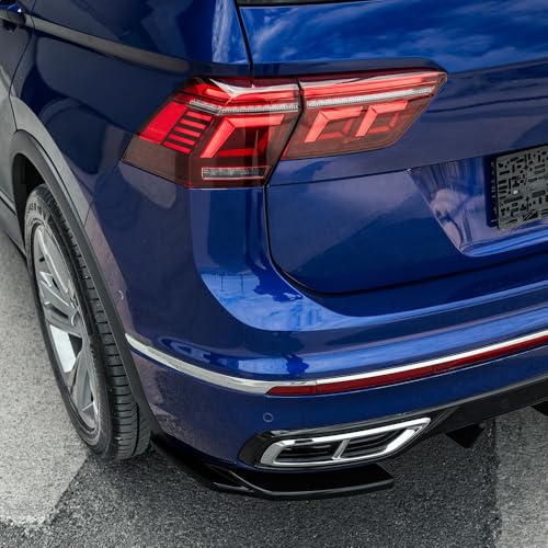 Hinten Splitter kompatibel mit VW VOLKSWAGEN Tiguan R-Line Mk2 Facelift 2020 bis 2024 2 Tlg Schwarz Glänzend