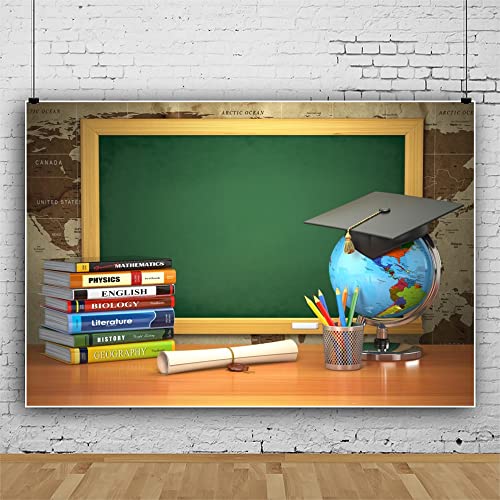 AWERT 2,7x1,8m Back to School Hintergrund Tafel Tafel Schule Jahreszeit Dekoration Abschlusskappe Bücher Online Lehrer Hintergrund Willkommen zurück im Klassenzimmer Hintergrund für Fotografie Cover