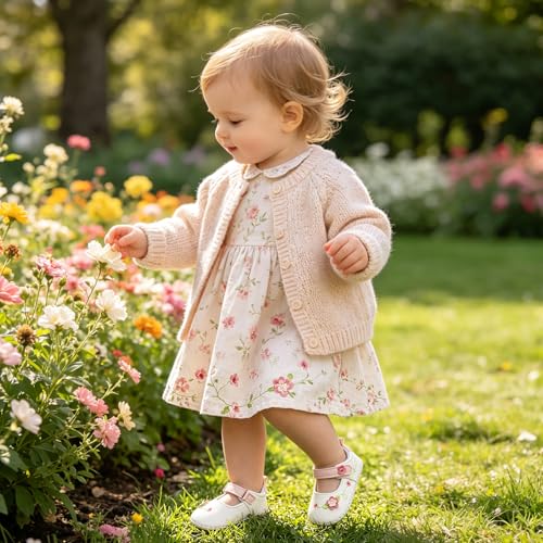 Image of Meckior Infant Baby Girl Sandals Soft Non-Slip Rubber Sole Handmade Princess Wedding Dress Shoes Toddler First Walkers