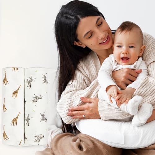 Image of Muslin Baby Swaddle - Breathable Receiving Blankets for Newborn Baby, 70% Viscose derived from Bamboo, 30% Spandex, Imported