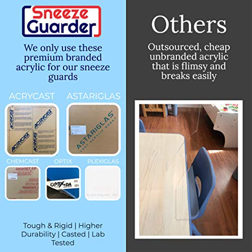 Sneezeguarder | Xl 30”H X 48”L Plexiglass Sneeze Guard For Desk Counter With Double-Side Tape Base Stabilizers | 20+ Sizes | Ships Fast | 48”L X 30”H | 48X30 #TOP7