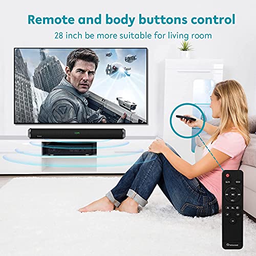 Wohome Soundbar For Tv - 28-Inch Sound Bar With Hdmi-Arc, Bluetooth, Led Display, Optical, Usb, And Aux Inputs - 80W, 4 Speakers, Surround Sound Home Theater System #TOP6