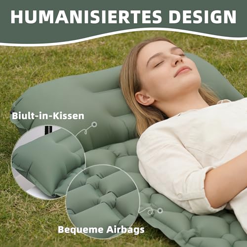 ZAYNXHCT Isomatte Selbstaufblasend Luftmatratze für Camping – Ultraleichte Matratze mit Packsack Ideal für Trekking & Outdoor