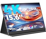 HONGO 4K Portable Monitor, 15.6'' 3840x2160 UHD Monitor, 100% sRGB, 1000:1 Contrast Ratio IPS Computer Display HDR, Travel Monitor External Screen for Laptop, PC, PS5, Mac, Xbox