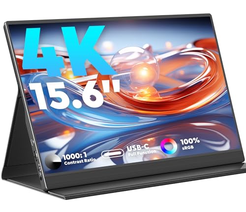 HONGO 4K Portable Monitor 15.6 UHD IPS Display