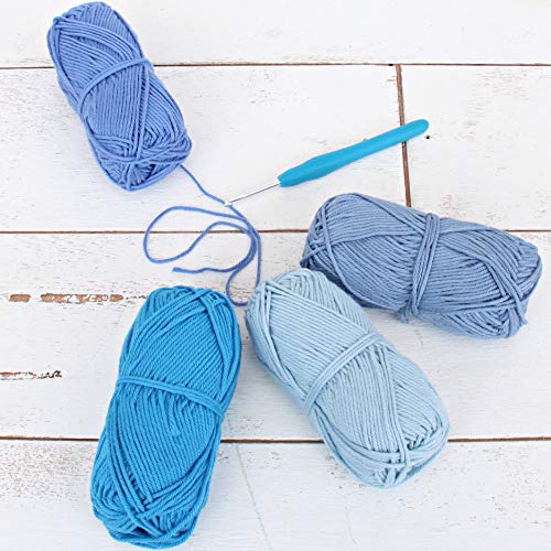 Image of ThreadArt Cotton Crochet Yarn Set #4, 4 Pack 50g 85yd, Summer Blue Colors