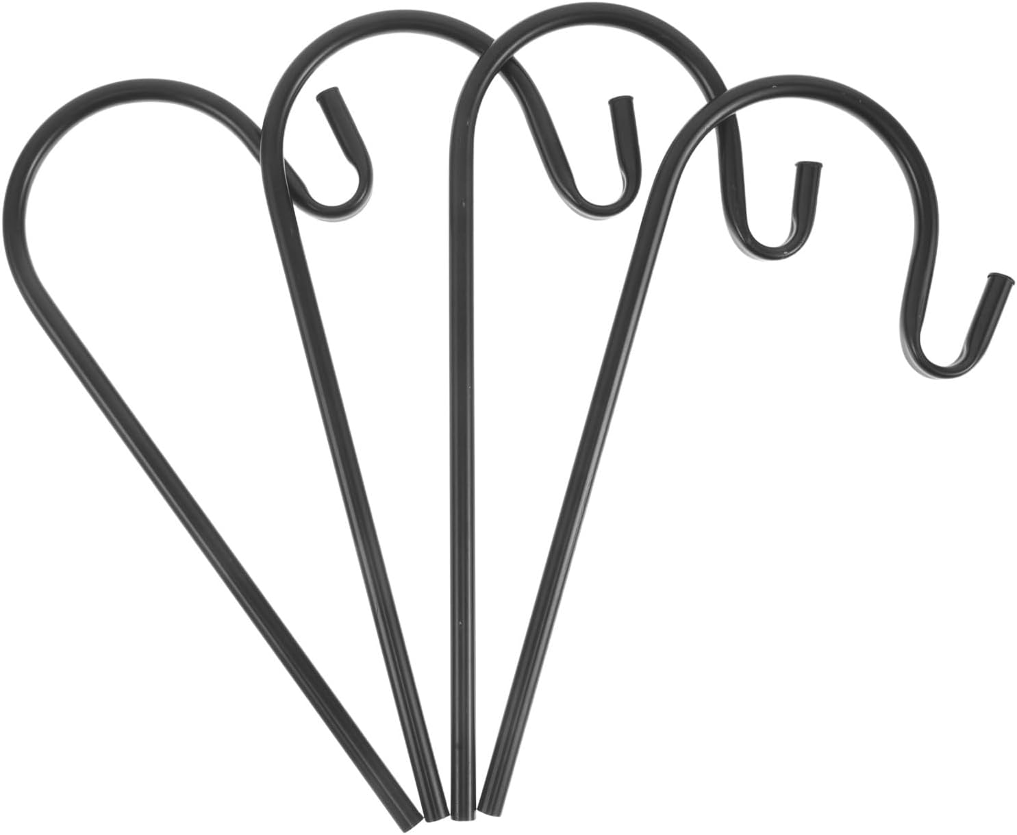 YARNOW 4pcs Metal Shepherd Hooks, Outdoor Hanging Planter Hooks, 10'' Garden Markers Sign Stake for Hanging Plant Tags and Solar Lanterns Black