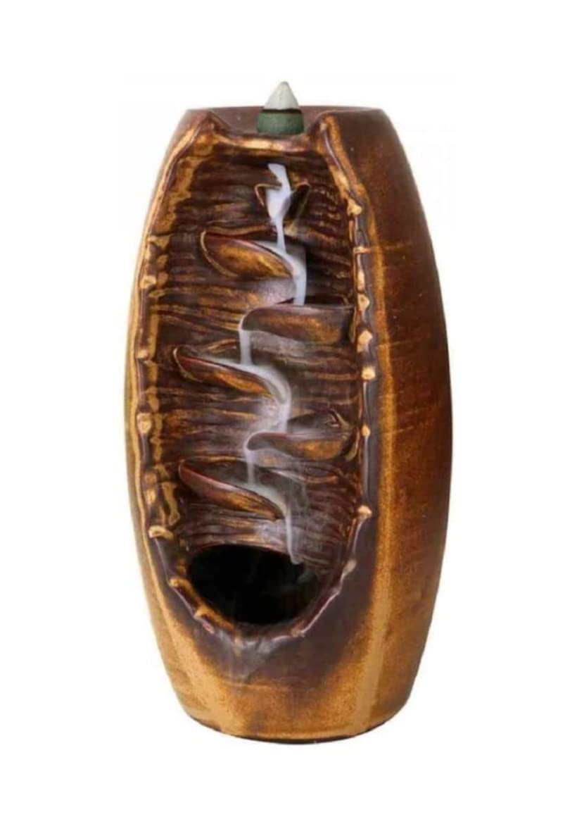Quemador de Incienso, Quemador De Incienso De Reflujo De Cerámica, Soporte De Cono De Incienso De Cascada Hecho A Mano para Yoga, SPA, Meditación Soporte de Incienso