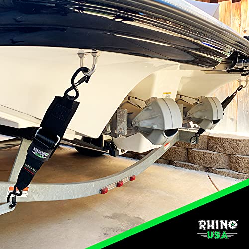 Rhino Usa Boat Trailer Transom Straps (2Pk)- Heavy Duty 2 Inch X 48 Inch Adjustable Straps For Trailering - Ultimate Marine Tie Downs Accessories For Boating Safety - Guaranteed For Life #TOP2