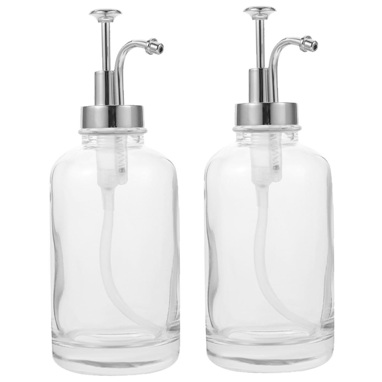Distributeurs de Sirop de Café et Fonction Anti-gaspillage Lot de 2 en Verre Design Unique Pompe en Acier Inoxydable 500ml Cuisine Élégante