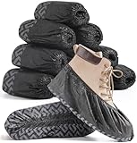 VQRTFKB Shoe Covers Disposable Non Slip - 50 Pack (25 Pairs) X-Large Disposable Boot Covers for Indoors Outdoors Recyclable Durable Protector Stretchable Fits Up to Size 13 US Men-Black