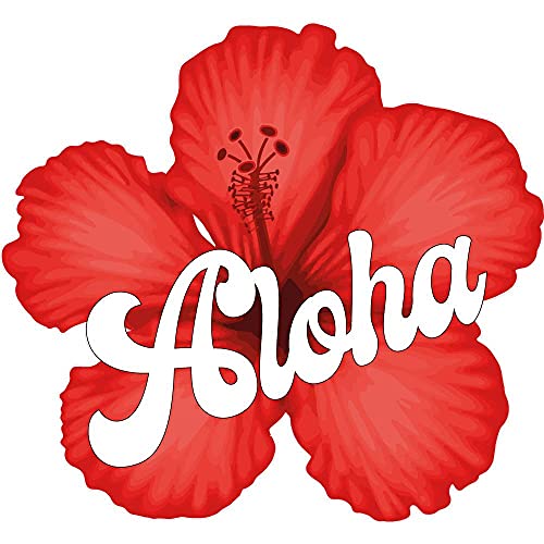 Aloha hibiscus Ffleur autocollant sticker adhesif logo 309 - Taille : 17 cm