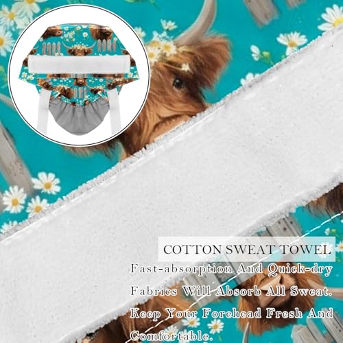 Image of 2 PCS Bouffant Cap with Button Ponytail Pouch Working Cap Sweatband Adjustable Surgical Cap Black and White Cow
