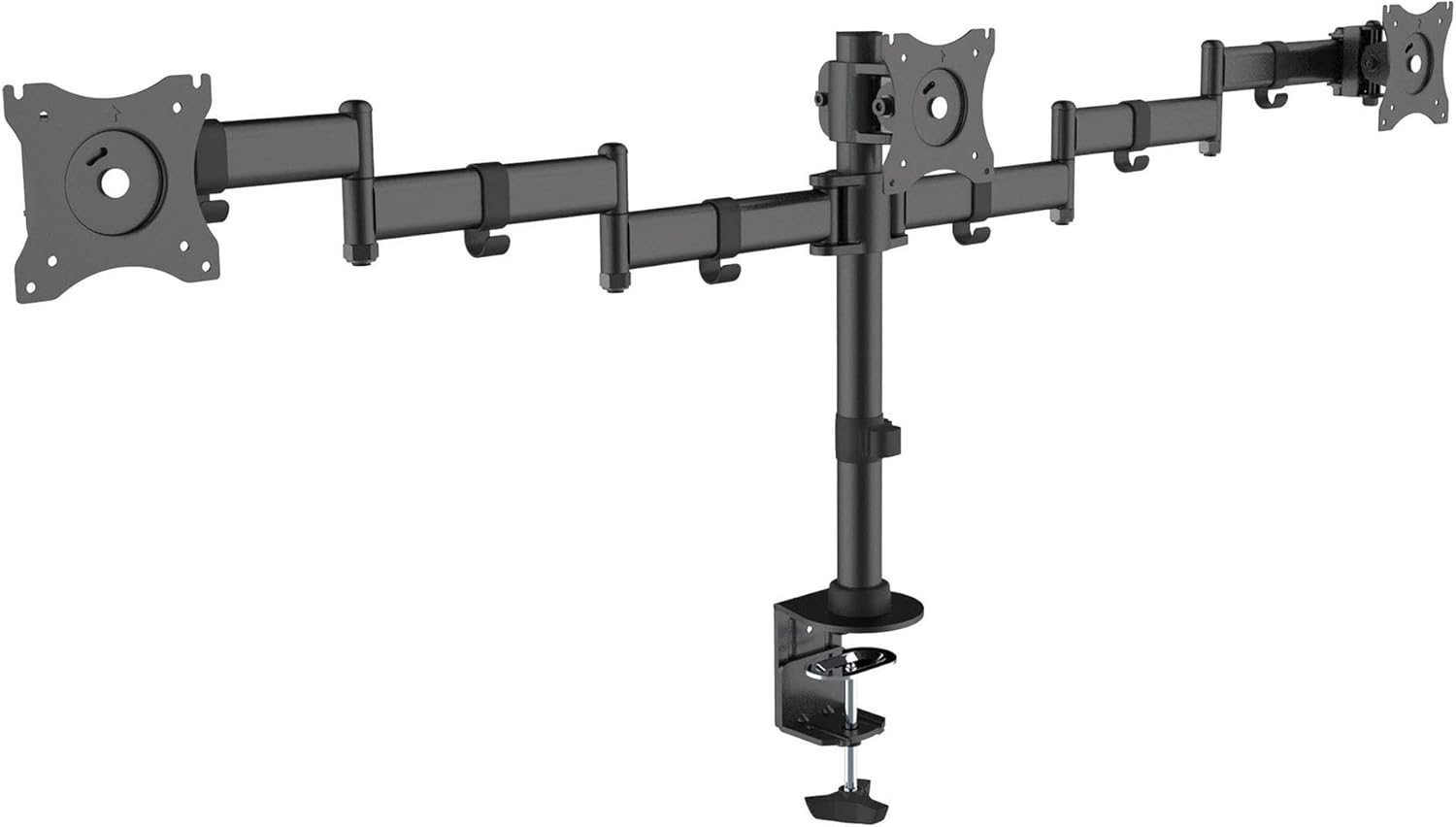 Kantek Dual Monitor Articulating Desktop Stand, for 13" to 27" Monitors, 32" X 13" X 17.5", Black, Supports 18 Lb