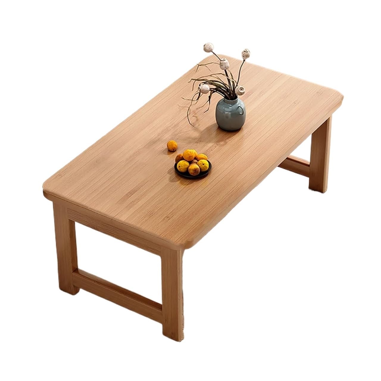 Table de salon en bois noble rectangulaire au design japonais épuré
