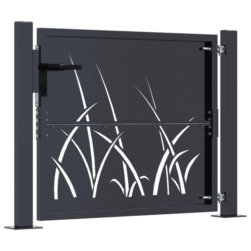 Cancello Giardino Antracite 105x80 cm in Acciaio Design Erba, Cancello Esterno, Cancello Giardino Esterno, Cancelletto Giardino, Cancelletto Pedonale, Cancelli in Ferro