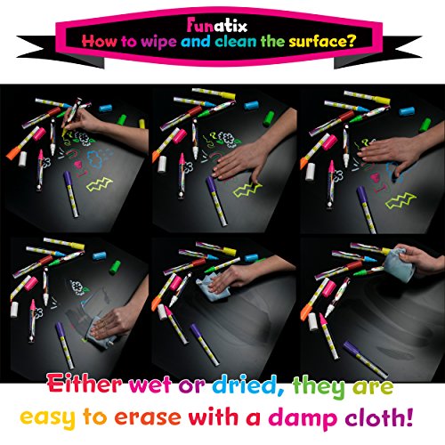 Liquid Chalk Board Window Markers - 8 Pack Erasable Pens Great For Chalkboards - Non Toxic Safe & Easy To Use Neon Bright & Vibrant Colors For All Ages Funatix #TOP3