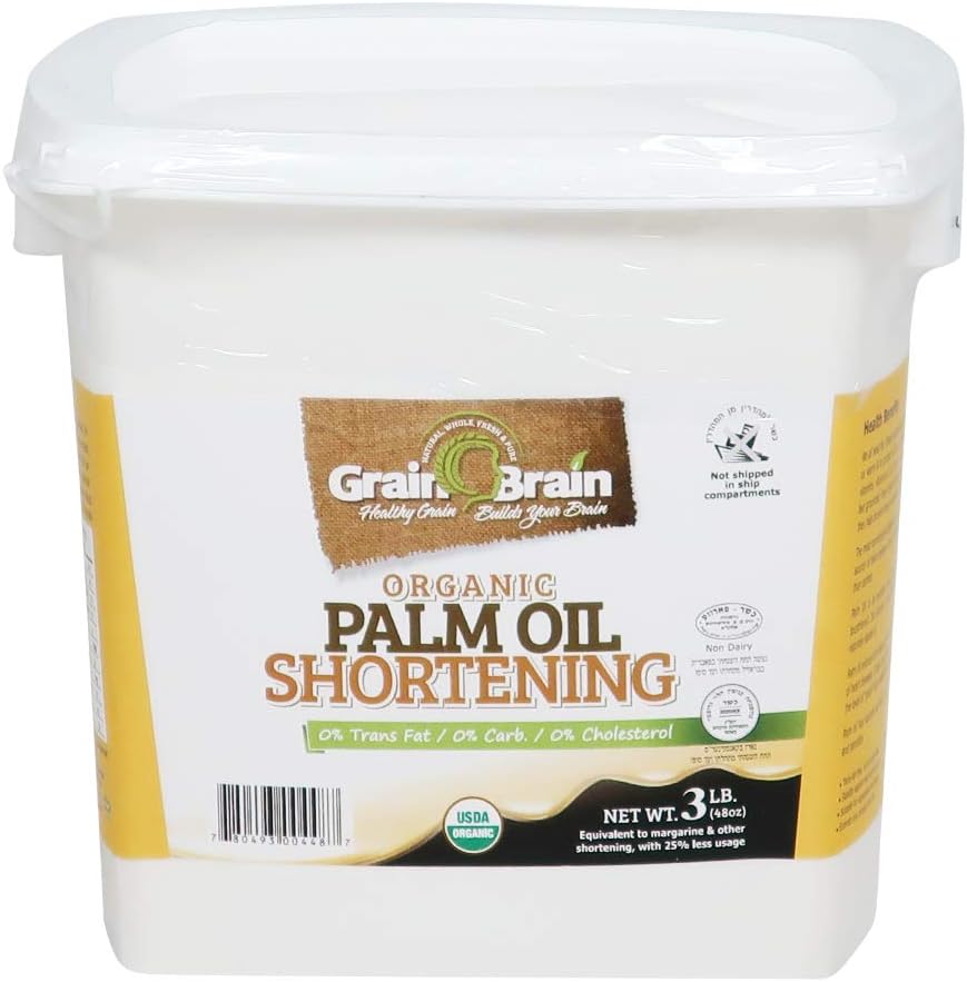 Grain Brain Organic Palm Shortening (3 lb) Non-Hydrogenated Pure and Natural, Quality, Sustainable Certified