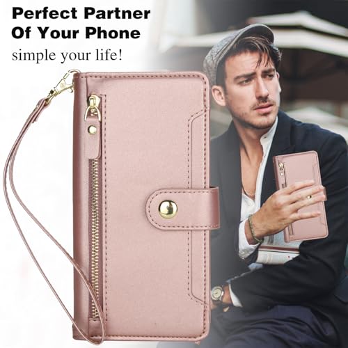 Étui Xiaomi Redmi Note 13 4G anti-piratage RFID cuir robuste pliable or - 5