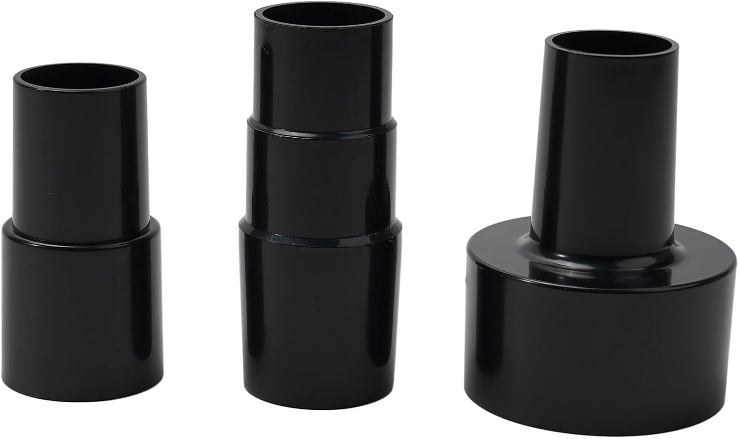 3-Piece Vacuum Hose Adapter Set for Wet/Dry Vacuums: 2.5" to 0.5", 0.5" to 0.25", and Multi-Size Reducers — ABS Plastic, Fit, for Garage, Workshop And Home Cleaning