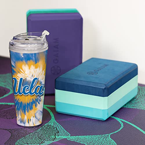 Image of Rico Industries NCAA Glitter 24oz Acrylic Glitter Tumbler with Hinged Lid, Officially Licensed Double Wall Tumbler with Straw