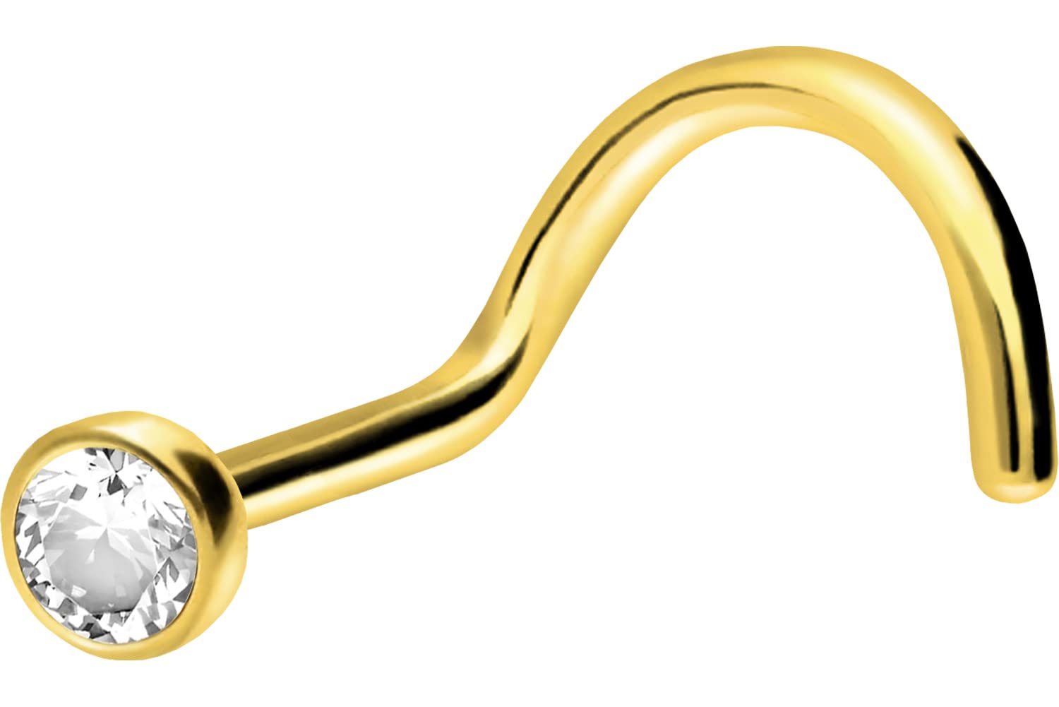 PIERCINGLINE Piercing de nariz de acero quirúrgico, disco de cristal, piercing de nariz, color y tamaño a elegir