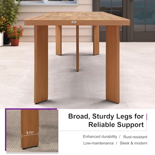 Image of PURPLE LEAF Outdoor Dining Set for 8 with Built-in Cushions Deep Teak