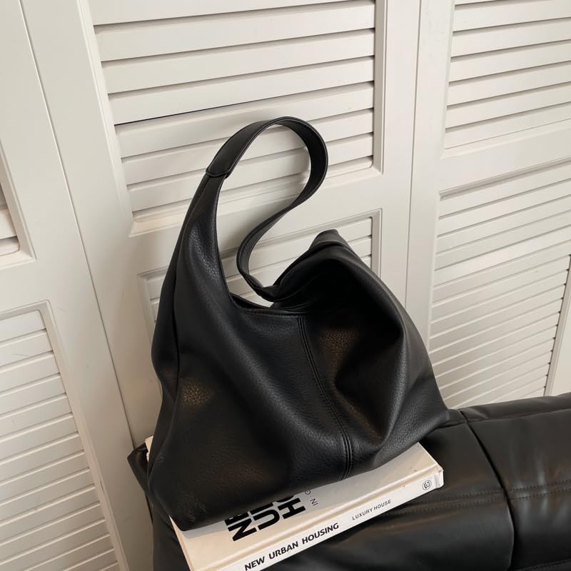 Hobo Bags for Women Slouchy Tote Bag Soft Casual PU Leather Shoulder Purses 2pcs Work Everyday Handbags - Image 2