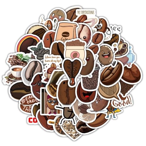 120Stück Kaffeebohnen Aufkleber für Stoßstange,Motorrad,Fahrrad,Auto,Kühlschrank,Laptop,Gepäck, Kaffee Wasserdicht Vinyl Aufkleber,Kinder Mädchen Geschenk,Coffee Niedliche Graffiti Sticker