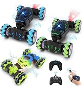 Pristar RC Cars Gesture Sensing Stunt Car with Lights Music Double Sided Flip 360° Rotate Off-Roa...