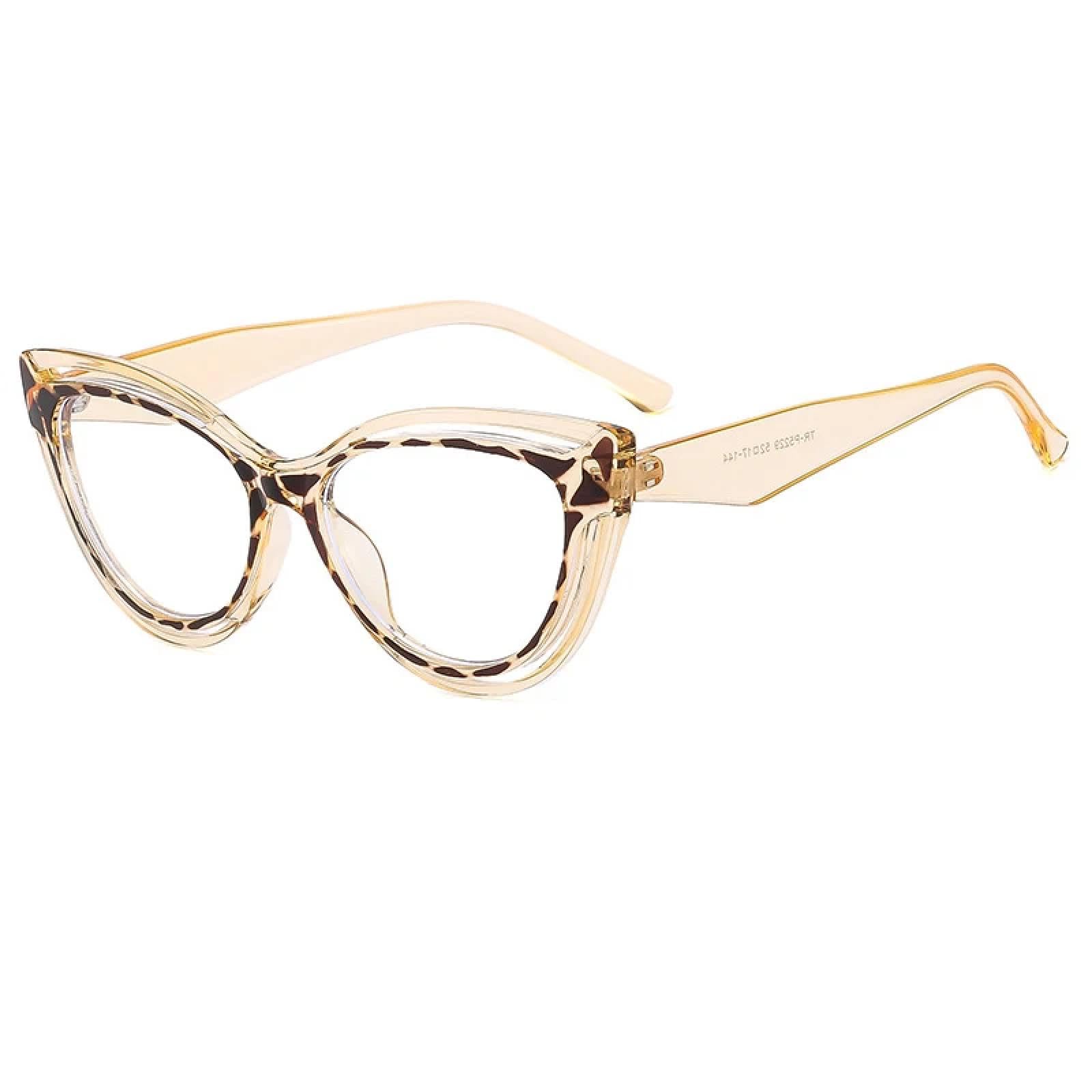 Lunettes de soleil œil de chat léopard rétro pour femme avec verres transparents