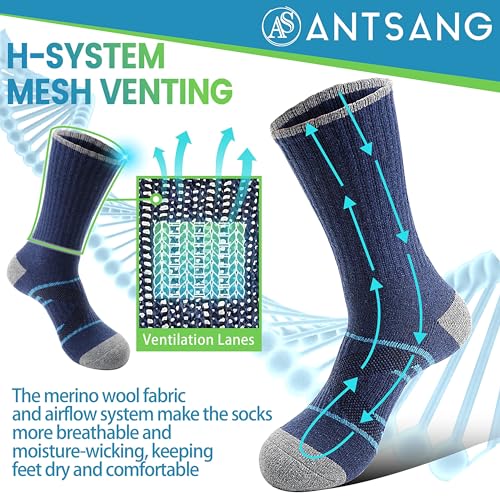 Antsang S1682 Merino Wool Socks For Men & Women Thermal Winter Hiking Warm Thick Athletic Crew Cozy Boot Work Gift Socks Stocking Stuffers 5 Pairs  thumb #3