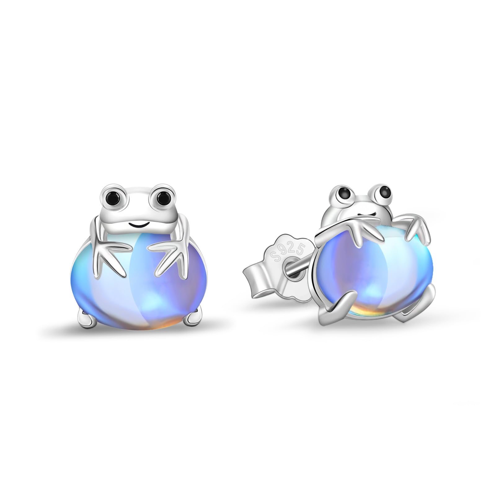 StoryMidir カエル ピアス ムーンストーン 可愛い ガマ シルバー925 金属アレルギー対応 スタッドピアス 蛙 レディースピアス かわず 月長石 アニマル 女の子 プラチナ仕上げ プレゼント ジュエリー アクセサリー 女性ヘの贈り物 ギフト クリスマス ホワイトデー 母の日 誕生日 お祝い 記念日