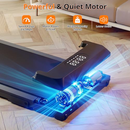 Image of Walking Pad Treadmill Vibration Pad, Under Desk Treadmills for Home /Office with 250 lbs Weight Capacity, 2.5HP Low Noise Walking Pad, Remote Control, LED Display