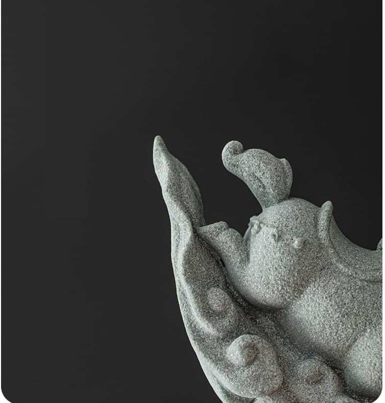 GUERNSEY Tea Pet Study Desk Decoration Green Sandstone Tea Pet Ornaments Can Be Used to Raise Tea and Play Fish Tank Landscaping Tea Pet Statue Ornament(A)
