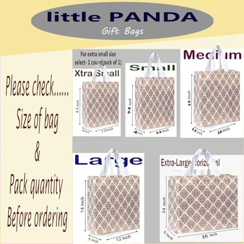 Image of little PANDA Canvas Shopping Carry Bag for Wedding Return Gifts Bags for festive Occassion, White Printed