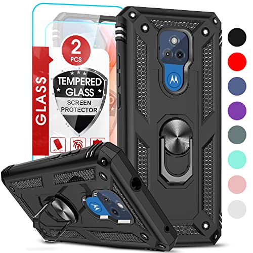 LeYi for Moto G Play 2021 Case, Moto G Play Case with [2 Pack] Tempered Glass Screen Protector, [Military-Grade] Protective Phone Cover with Kickstand for Motorola G Play, Black