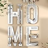 SHYFOY Home Letter for Wall Decor, Mirrored Crushed Diamond Letter Large 3D Wall Art Sign Home Decorations for Living Room