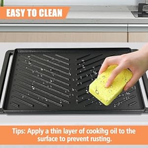 KEESHA Reversible Cast Iron Double Burner Griddle 19 x 95 Nonstick Coating Flat Top Griddle for Gas Stove WeberCharbroilNexgrill Gas Grill Pit BossTraeger Charcoal Grill Electric Grill