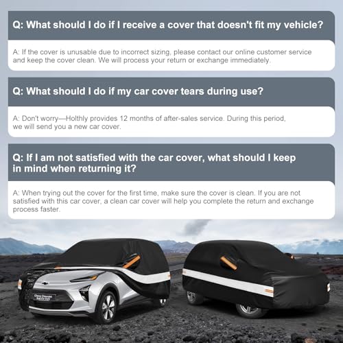 Image of 10 Layers SUV Car Cover Custom Fit for Chevy Chevrolet Bolt EV EUV (2016-2026), Waterproof All Weather for Automobiles, Outdoor Full Cover Sun Dust Rain Protection with Cotton. Black